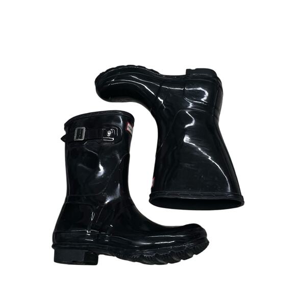 Hunter Original Short Black Gloss Waterproof Rain Boots Comfortable Black Size 7 - Picture 6 of 11